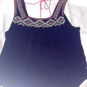 Maurices Navy Blue Embroidered Tank Top. 0375
